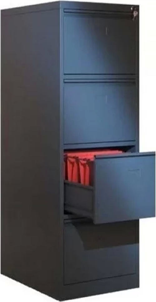 Dört Çekmeceli Siyah Metal Kartoteks Askılı Dosya Dolabı