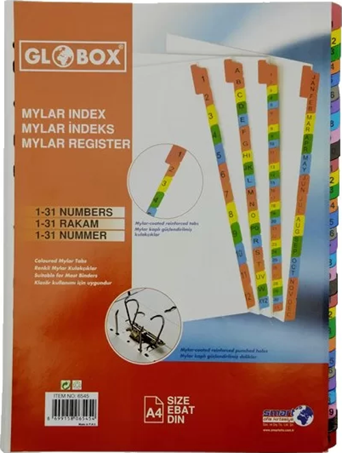 6545 MYLAR KARTON AYRAÇ A4 1-31 RAKAM