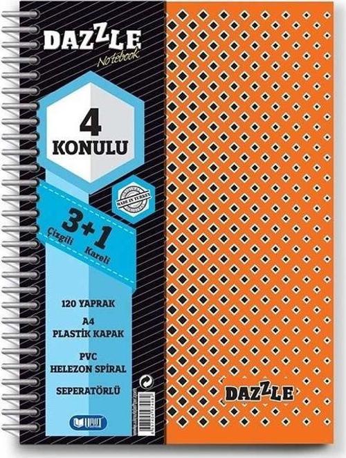 Dazzle Spiralli Pp Kapak 3+1 Ayraç 120Yp.60 Gr