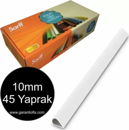 10mm Beyaz Oval Sırtlık 45 Yaprak Kapasiteli (100 lü Kutu)