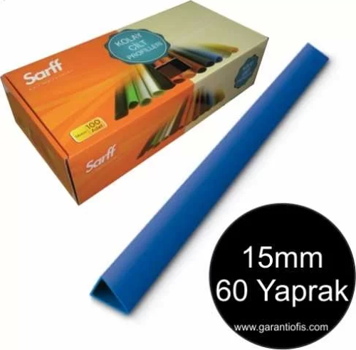 15mm Mavi Üçgen Sırtlık 60 Yaprak Kapasiteli (100 lü Kutu)