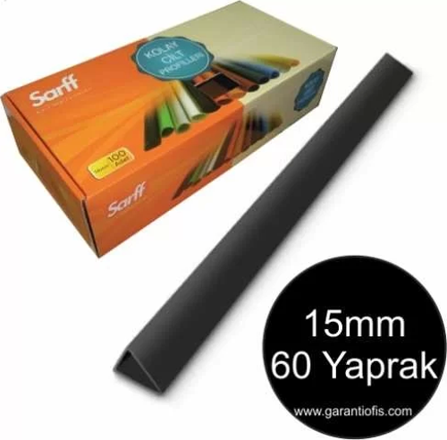 15mm Siyah Üçgen Sırtlık 60 Yaprak Kapasiteli (100 lü Kutu)