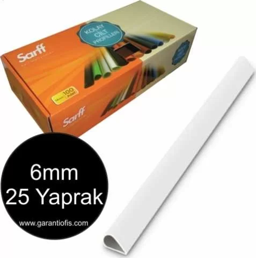 6mm Beyaz Oval Sırtlık 25 Yaprak Kapasiteli (100 lü Kutu)
