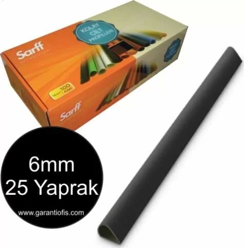 6mm Siyah Oval Sırtlık 25 Yaprak Kapasiteli (100 lü Kutu)