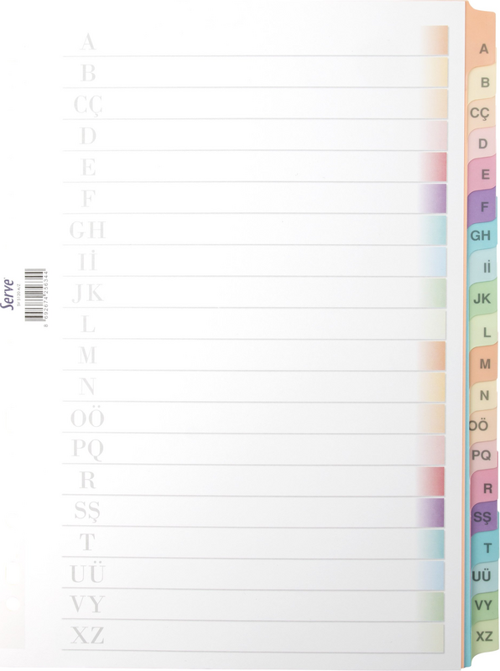 5120 KARTON AYRAÇ A4 A-Z PASTEL