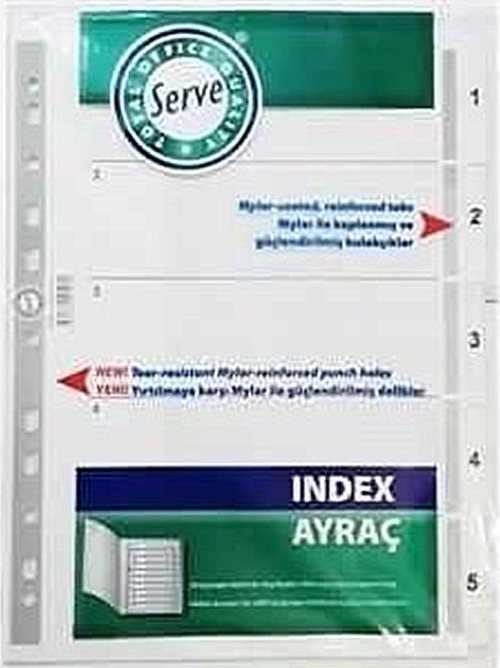6305 PLASTİK AYRAÇ A4 1-5 RAKAM