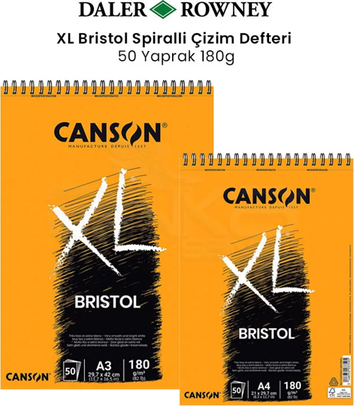 XL Bristol Spiralli Çizim Defteri 180g 50 Yaprak