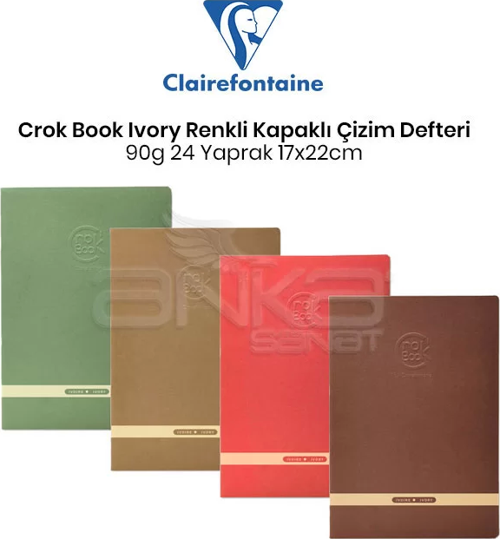 Crok Book Ivory Renkli Kapak Çizim Defteri 90g 24 Yaprak 17x22cm