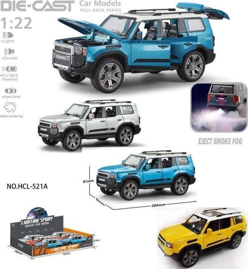 HCL-521A Çek Bırak 1:22 Sesli Ve Işıklı Buharlı Metal Jeep