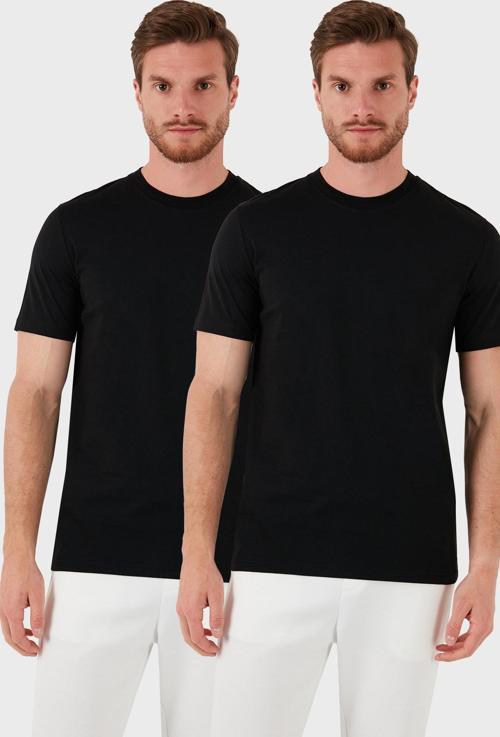 Pamuklu Regular Fit 2'li Basic Erkek T Shirt 59020202 SİYAH-SİYAH