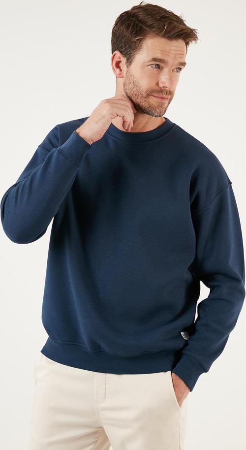 Regular Fit Bisiklet Yaka Pamuklu İçi Tüylü Yumuşak Şardonlu Erkek Sweat 5905255 İNDİGO