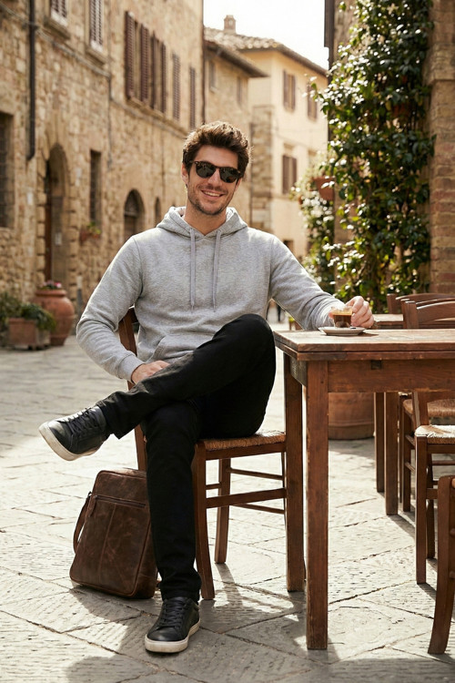 Slim Fit Kapüşonlu Kanguru Cepli İçi Tüylü Yumuşak Şardonlu Erkek Sweat 5905281 GRİ MELANJ
