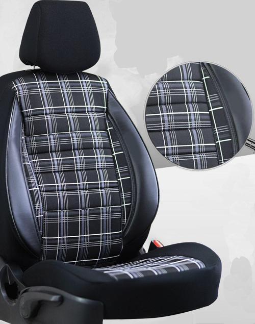 Volvo S40 Serisi Ultra Luks Oto Koltuk Kilifi Beyaz-Siyah