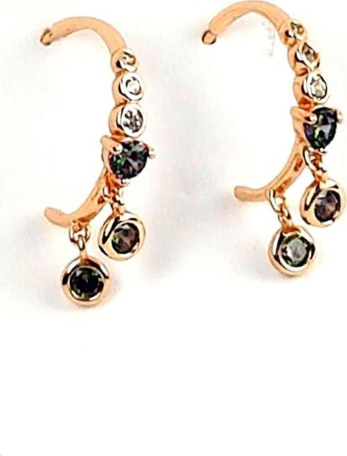 Mistik topaz ve zirkon taşlı gümüş bayan küpe