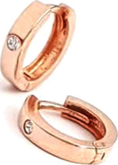 Tek taş detaylı gümüş rose minimal halka küpe