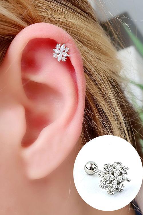 Zirkon Taş Detaylı 925ayar Gümüş Tragus Helix Kikirdak piercing
