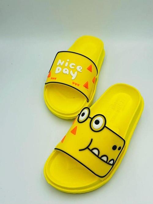 Dinozor Desenli Çocuk Terlik Nice Day Sarı
