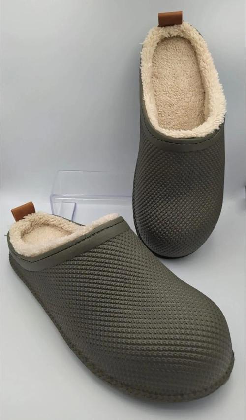 Kışlık Islak Zemin Erkek Terlik Önü Kapalı Tüylü Haki