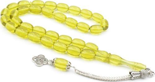 Dominik Kehribar Benzeri Kapsül Kesim Yeşil Toz Kehribar Tesbih