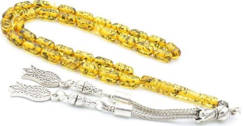 Kapsül Kesim Günlük Boy Fosilli Toz Pres Kehribar Tesbih