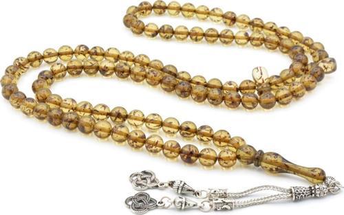 Küre Kesim 99 luk Fosilli Toz Kehribar Tesbih