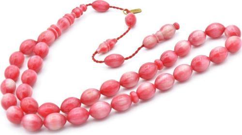 Mustafa Uysal İmzalı Beyzi Kesim Beyaz Pembe Katalin Tesbih