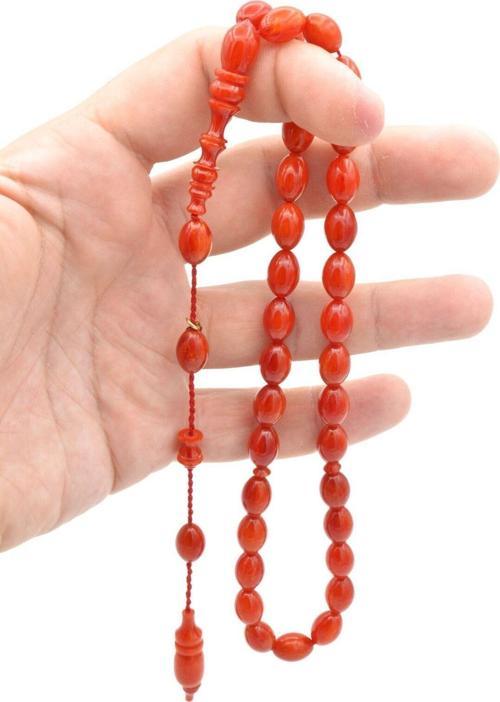 Mustafa Uysal İmzalı Beyzi Kesim Turuncu Katalin Tesbih