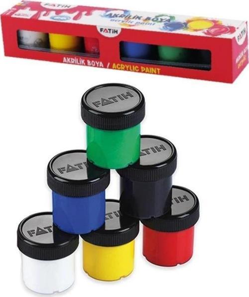 Akrilik Boya 6 Renk 25 ml 1 Paket Fatih Akrilik Boya Seti 6 lı Su Bazlı Şişe İçerisinde Okul Resim Sınıf
