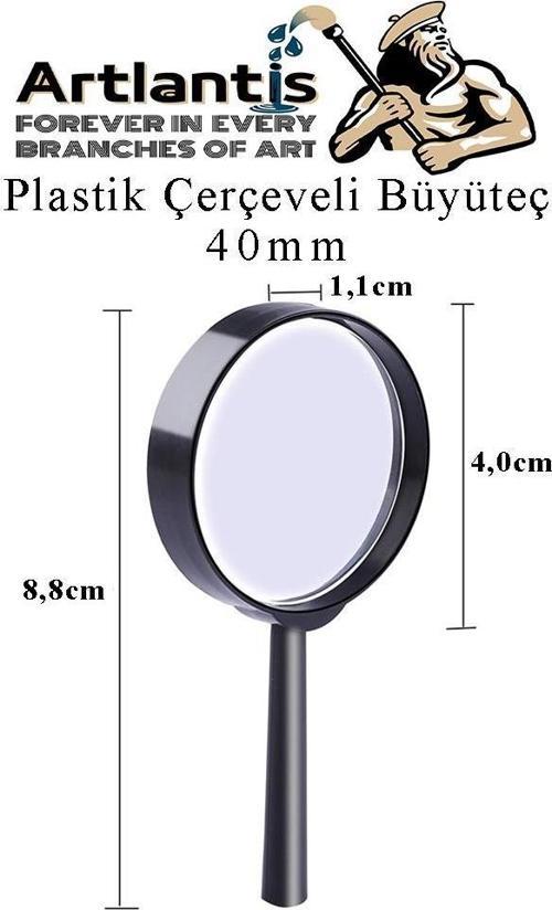 Büyüteç 40 mm 1 Adet 5x Plastik Sap Çerçeveli Büyüteç Merçek Okul Büro Ofis