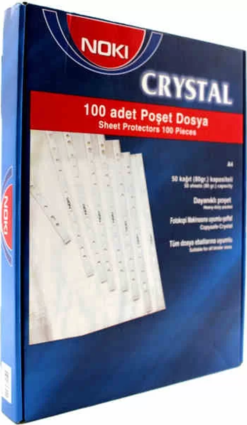 Kristal Poşet Dosya 4830CR Mavi Kenarlı A4 (100 lü Paket)