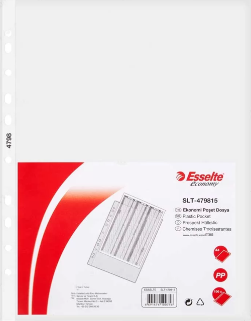 Poşet Dosya A4 Şeffaf SLT-4798 (100 lü Paket)