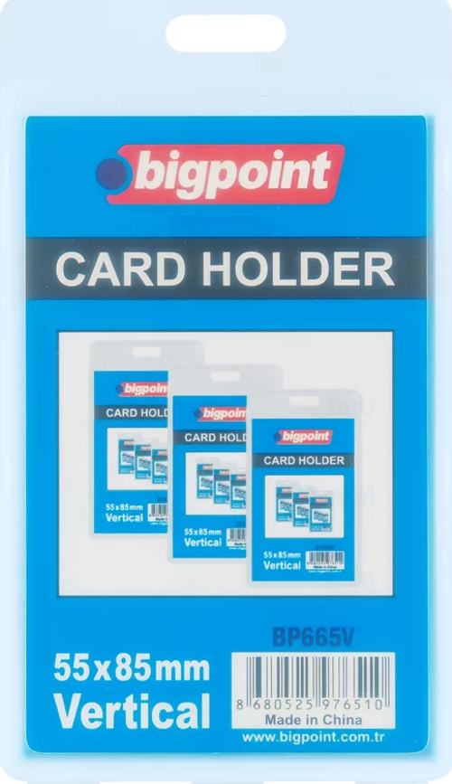 Çift Taraflı PP Kart Kabı Dikey Şeffaf 55x85mm