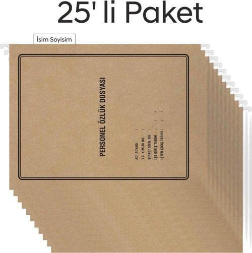 Metal Askılı Personel Özlük Dosyası 4 Yapraklı 25 li Paket