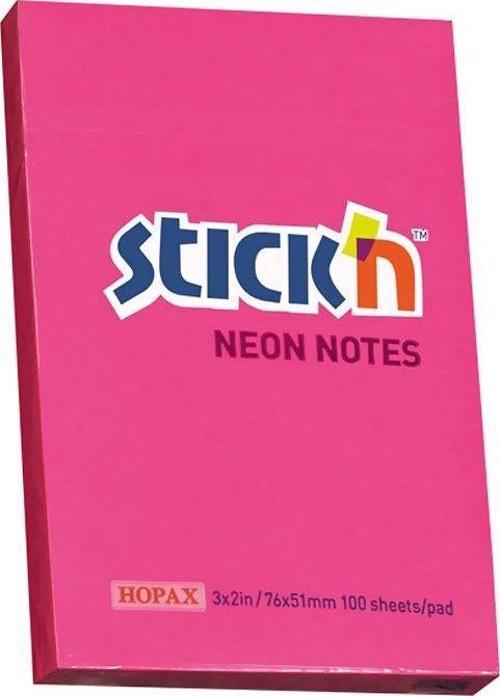 STİCK'N 21161 YAPIŞKANLI NOT KAĞIDI 51x76 100 YAPRAK NEON KOYU PEMBE