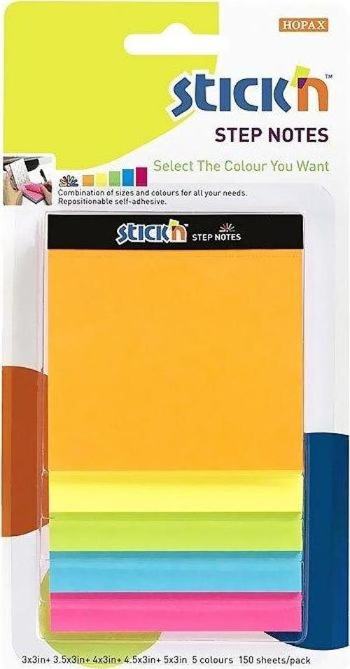 STİCK'N 21423 YAPIŞKANLI NOT KAĞIDI 76x76 150 YAPRAK NEON 5 RENK