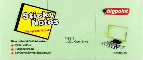 Yapışkanlı Not Kağıdı 3'lü 40x50mm Yeşil