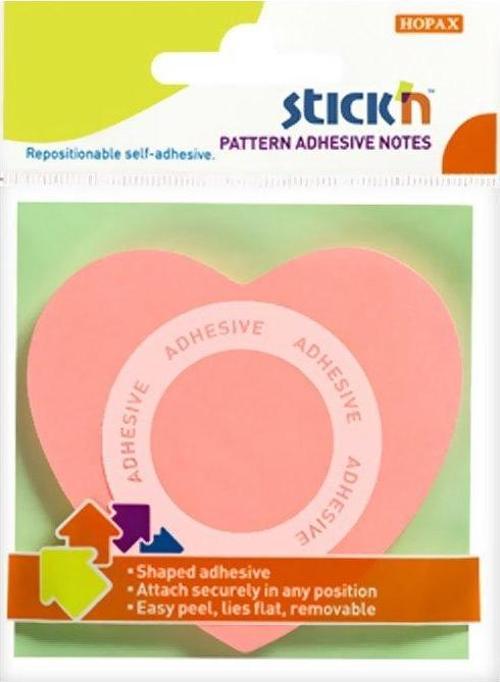STİCK'N 21545 YAPIŞKANLI KALP NOT KAĞIDI 70x70 50 YAPRAK PEMBE