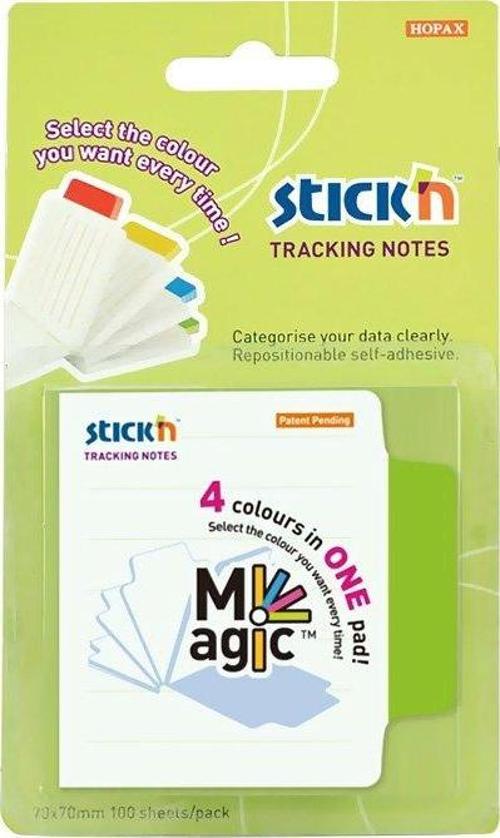 STİCK'N 21559 YAPIŞKANLI NOT KAĞIDI 70x70 ÇİZGİLİ BEYAZ 4 RENK
