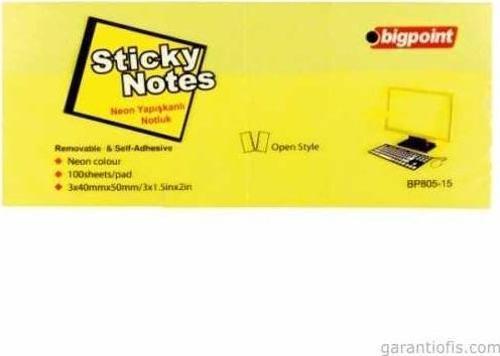 BP 805 Neon Yapışkanlı Not Kağıdı 100 Yaprak (40X50mm)