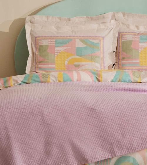 Pine Çift Kişilik Nevresim Pike Set Lila