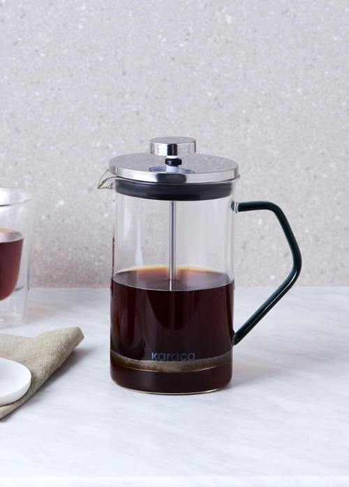 Coffe Bean Borosilikat Cam French Press Cool Green 600 Ml