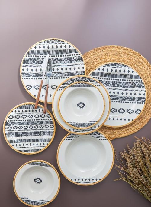 Saba 24 Parça 6 Kişilik Porselen Yemek Takımı