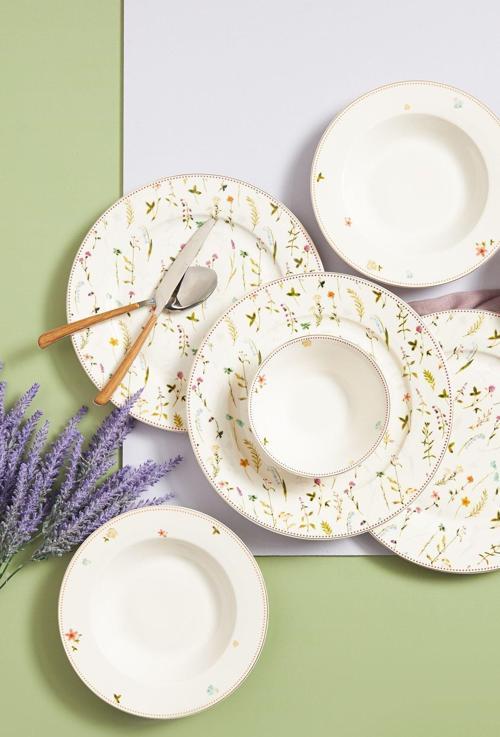 Leilak 18 Parça 6 Kişilik Porselen Yemek Takımı