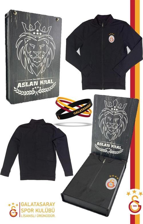 Orijinal Lisanslı Siyah Balıkçı Yaka Sweat Bileklik Set Hediyelik Ahşap Kutulu