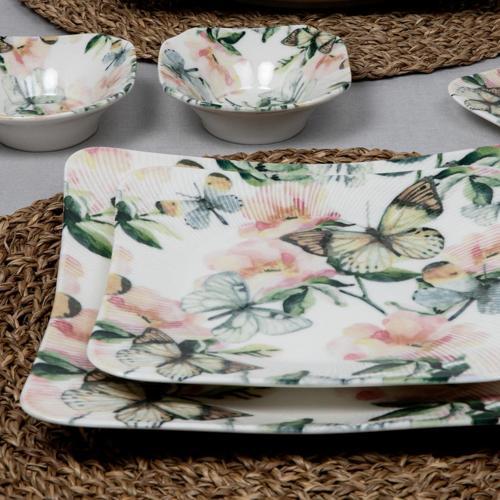 Güral Spinoza 16 Parça 2 Kişilik Kare Bone Kahvaltı Takımı - 1175