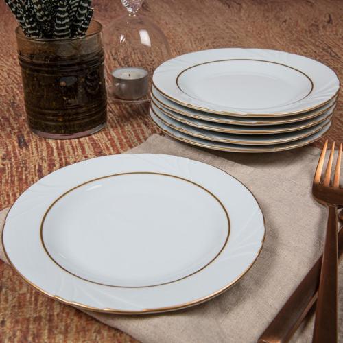 Soprano 16 Cm Tatlı Tabağı 6 Adet Çift Altın Yaldız