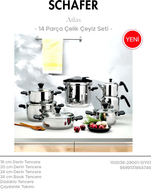 14 P ATLAS ÇEYİZ SETİ TENCERE TK.