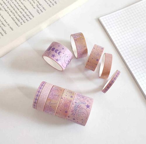 Vintage Washi Tape Bant Baskılı Yapışkanlı Maskeleme Kağıdı, Desenli bant 10 lu - Çiçek Gül