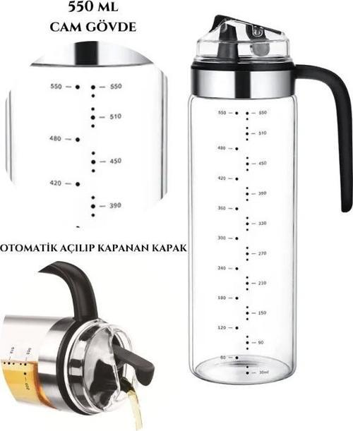 550 Ml Sürahi Şeklinde Zeytinyağı Sıvıyağ Şişesi Yağdanlık Yağlık Sirkelik Cam Şişe