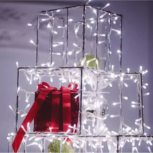 Yılbaşı Parti Süsleme Fonksiyonlu Beyaz Hareketli Led Işık Modüllü 8 metre 220V